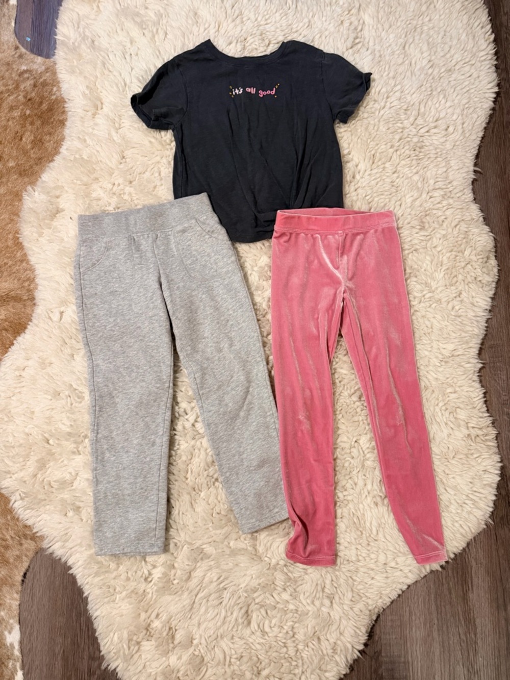 J. Crew Pink Velour Leggings & Gray Knit Bottoms - Girls